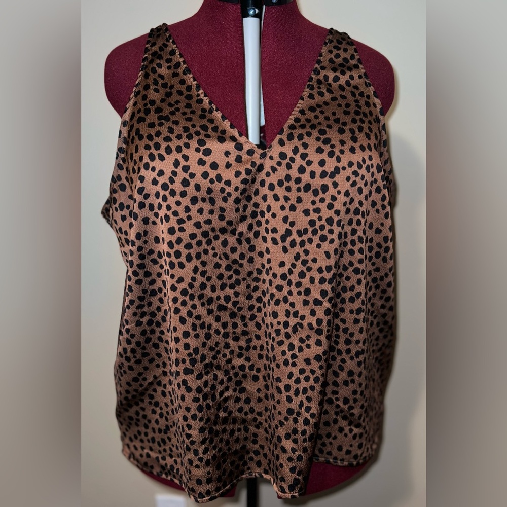 Brown and Black Polka Dot Women's Top
